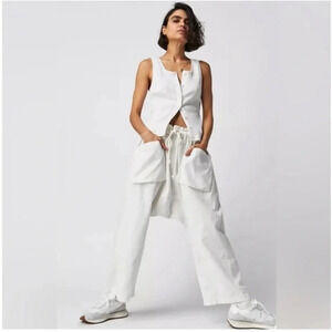 NWOT Free People Runyon Oversized
Ivory White Harem Pants
Cotton Boho Size S